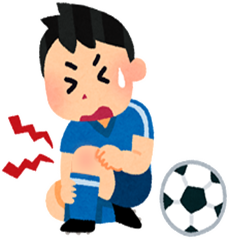 ひざを痛めたサッカー少年の画像